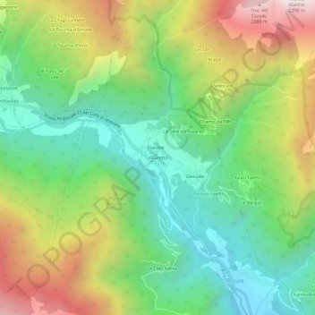 Topografische kaart Villaretto, hoogte, reliëf