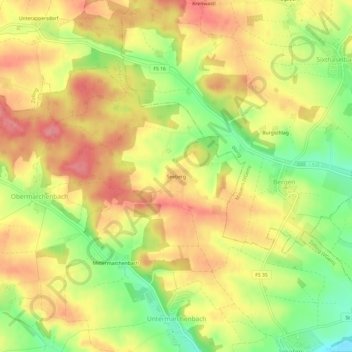 Topografische kaart Seeberg, hoogte, reliëf
