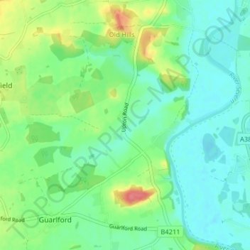 Topografische kaart Whiteacres, hoogte, reliëf