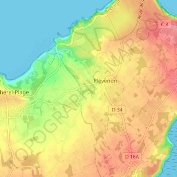Topografische kaart Le Bourg Neuf, hoogte, reliëf