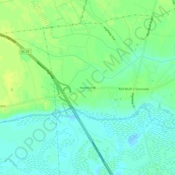 Topografische kaart Hammond, hoogte, reliëf