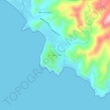 Topografische kaart Torre delle Stelle, hoogte, reliëf