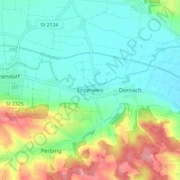 Topografische kaart Enzerweis, hoogte, reliëf