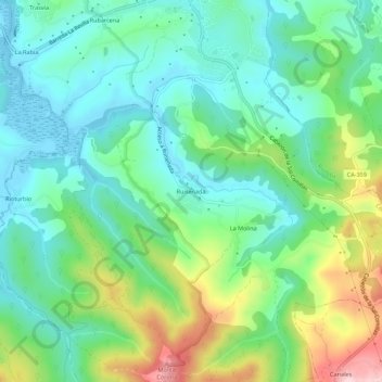 Topografische kaart Ruiseñada, hoogte, reliëf