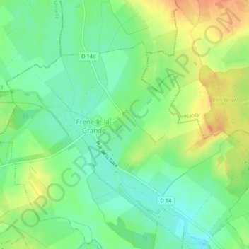 Topografische kaart Docelle, hoogte, reliëf