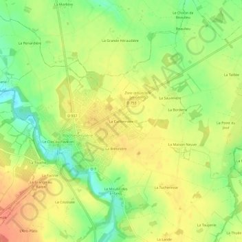 Topografische kaart La Caillonnière, hoogte, reliëf