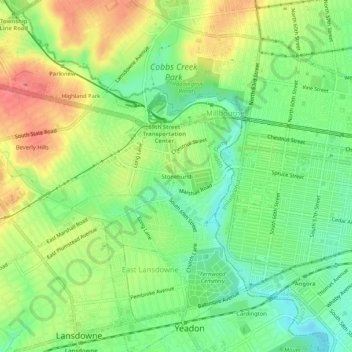 Topografische kaart Stonehurst, hoogte, reliëf
