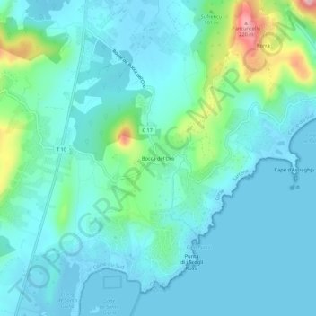 Topografische kaart Bocca del'Oro, hoogte, reliëf