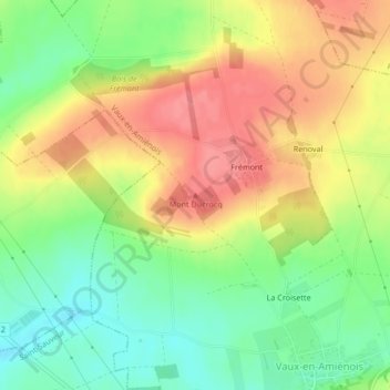 Topografische kaart Mont Ducrocq, hoogte, reliëf