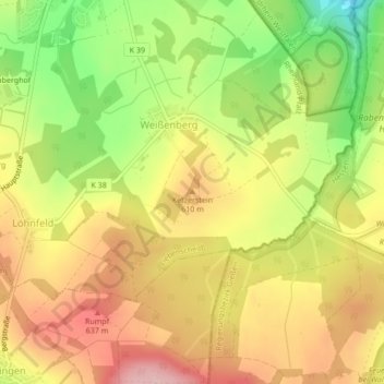Topografische kaart Ketzerstein, hoogte, reliëf