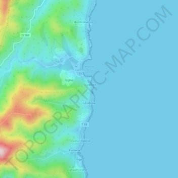 Topografische kaart Pinarello, hoogte, reliëf