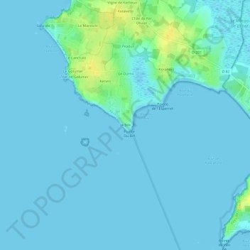 Topografische kaart Le Bile, hoogte, reliëf