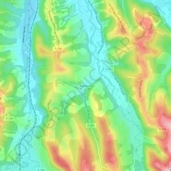 Topografische kaart Rapatout, hoogte, reliëf
