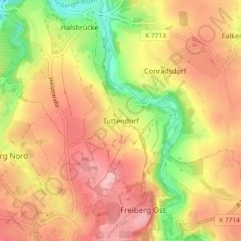 Topografische kaart Tuttendorf, hoogte, reliëf