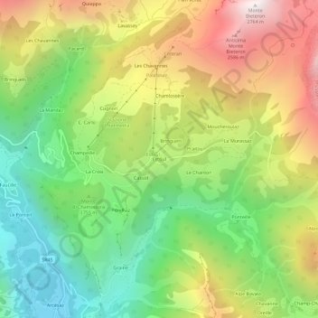 Topografische kaart Estoul, hoogte, reliëf