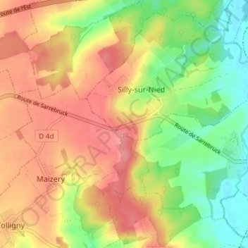 Topografische kaart Landremont, hoogte, reliëf
