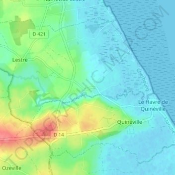 Topografische kaart Le Bourg, hoogte, reliëf