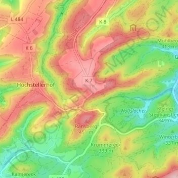 Topografische kaart Kettrichhof, hoogte, reliëf