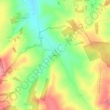 Topografische kaart Sognes, hoogte, reliëf