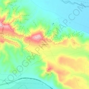 Topografische kaart Anglona, hoogte, reliëf