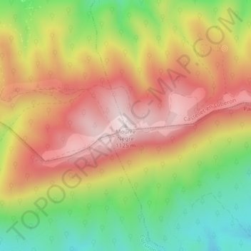 Topografische kaart Mourre Nègre, hoogte, reliëf