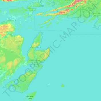 Topografische kaart The Nest, hoogte, reliëf