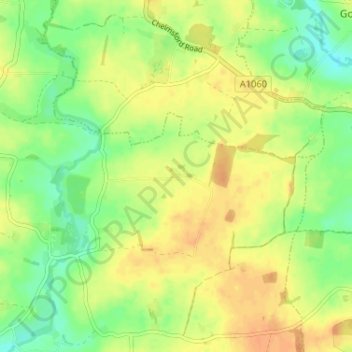 Topografische kaart Berners Roding, hoogte, reliëf