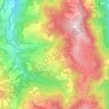 Topografische kaart La Ca', hoogte, reliëf