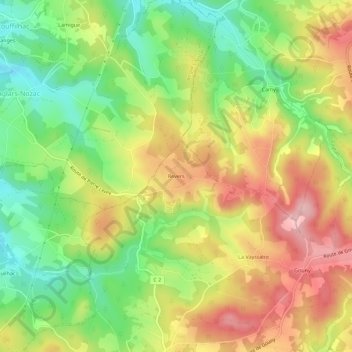 Topografische kaart Revers, hoogte, reliëf