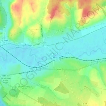 Topografische kaart Le Chêne, hoogte, reliëf