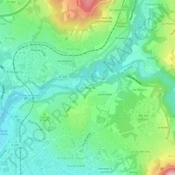 Topografische kaart Les Rénauds, hoogte, reliëf