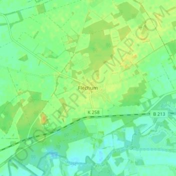 Topografische kaart Flechum, hoogte, reliëf