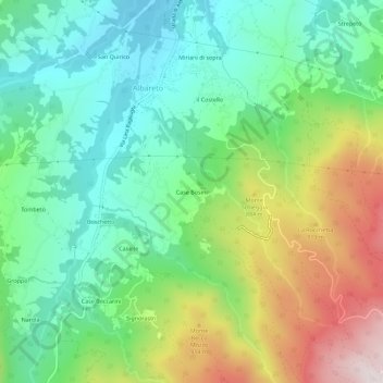 Topografische kaart Case Bosini, hoogte, reliëf