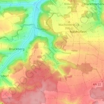 Topografische kaart Steinbach, hoogte, reliëf