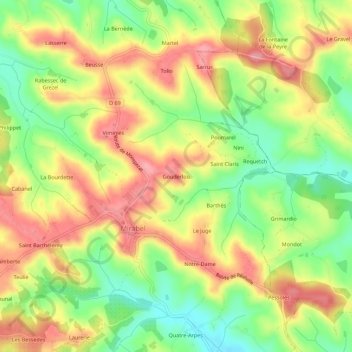 Topografische kaart Gouderlou, hoogte, reliëf
