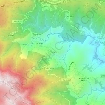 Topografische kaart Soutelo, hoogte, reliëf