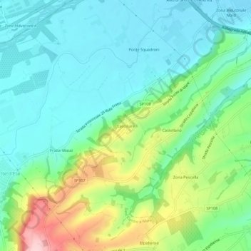 Topografische kaart Cascinare, hoogte, reliëf