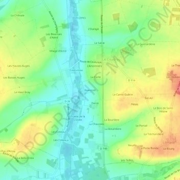 Topografische kaart Beausset, hoogte, reliëf