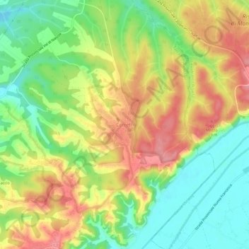 Topografische kaart Cerretti, hoogte, reliëf