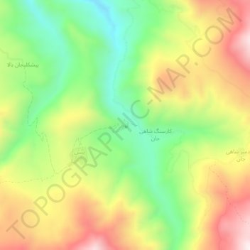 Topografische kaart لور, hoogte, reliëf