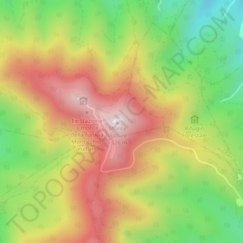 Topografische kaart Monte Vulture, hoogte, reliëf