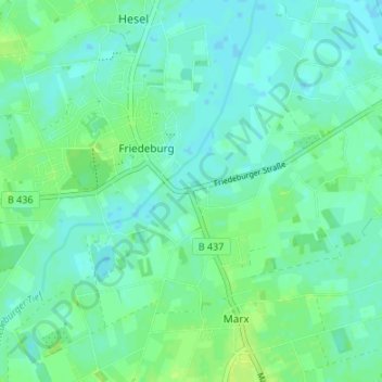 Topografische kaart Strudden, hoogte, reliëf