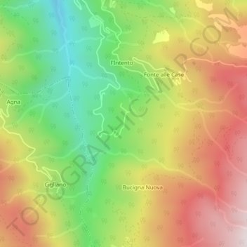 Topografische kaart Vierle, hoogte, reliëf