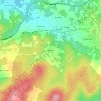 Topografische kaart Vilamaior, hoogte, reliëf