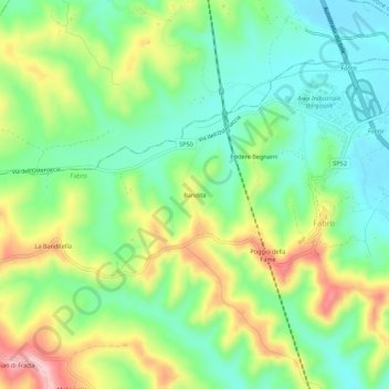 Topografische kaart Bandita, hoogte, reliëf