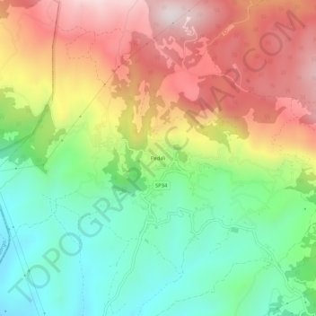 Topografische kaart Pedali, hoogte, reliëf