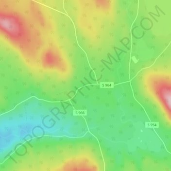 Topografische kaart Bograngen, hoogte, reliëf