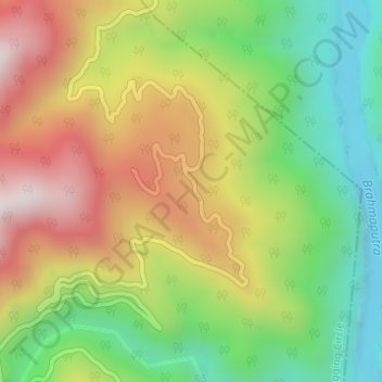 Topografische kaart Jengging, hoogte, reliëf