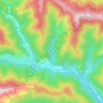 Topografische kaart La Pieyre, hoogte, reliëf