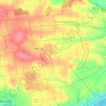 Topografische kaart Oberhartheim, hoogte, reliëf